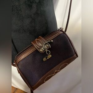 Vintage Leather Boho Crossbody Bag Gitano Brown Textured Brass Clasp Sm Purse